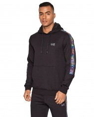 felpa nera da uomo logato sul petto e stripes logo cromate | EA7