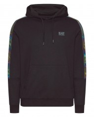 felpa nera da uomo logato sul petto e stripes logo cromate | EA7