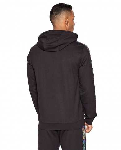 felpa nera da uomo logato sul petto e stripes logo cromate | EA7