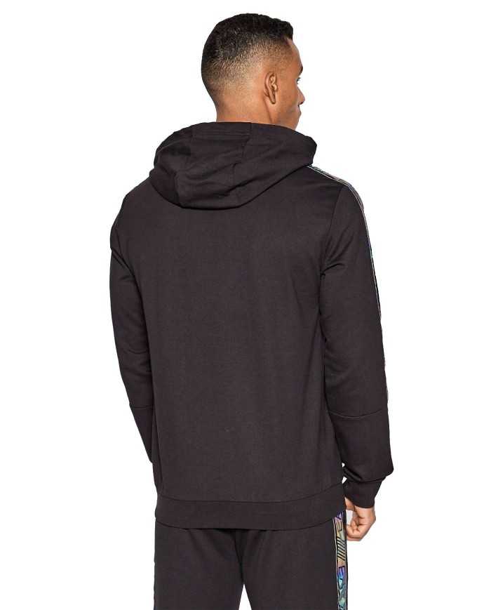 felpa nera da uomo logato sul petto e stripes logo cromate | EA7