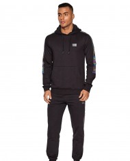 felpa nera da uomo logato sul petto e stripes logo cromate | EA7