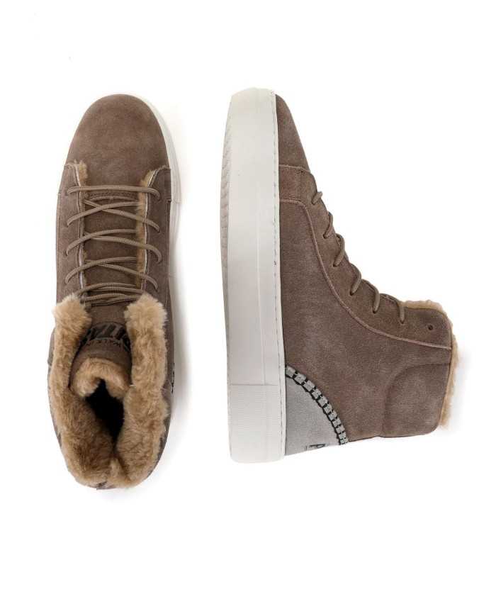 stivaletto taupe da donna con capelli sintetica e logo | WALK IN PITAS stivaletto taupe da donna con capelli sintetica e logo | WALK IN PITAS