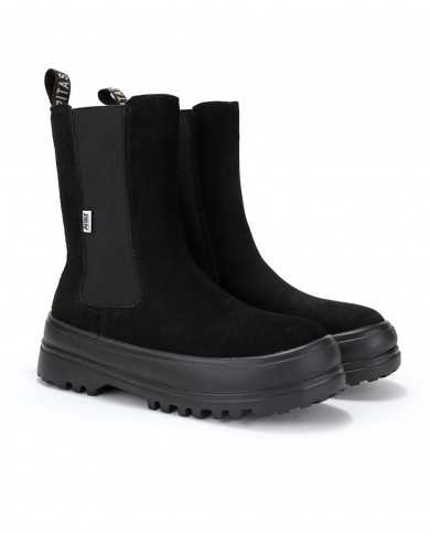 stivale chelsea alto nero donna con etichetta logata | WALK IN PITAS
