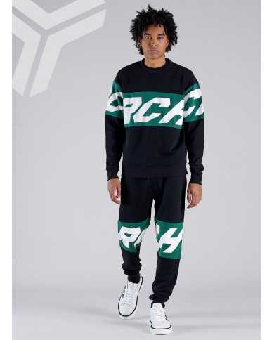 pantaloni nero da uomo con maxi logo stripes | RICHMOND