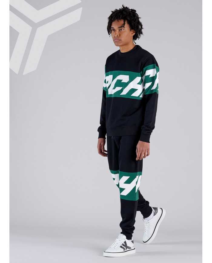 pantaloni nero da uomo con maxi logo stripes | RICHMOND