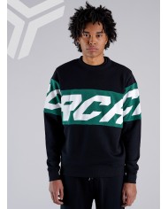 felpa nero da uomo con stripes logato su petto e maniche | RICHMOND