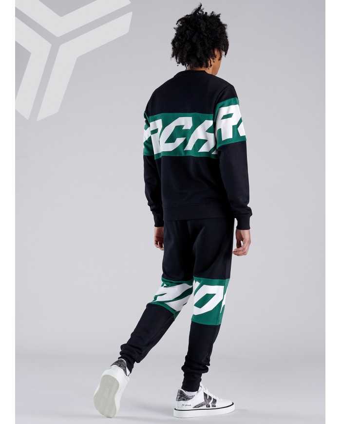 felpa nero da uomo con stripes logato su petto e maniche | RICHMOND