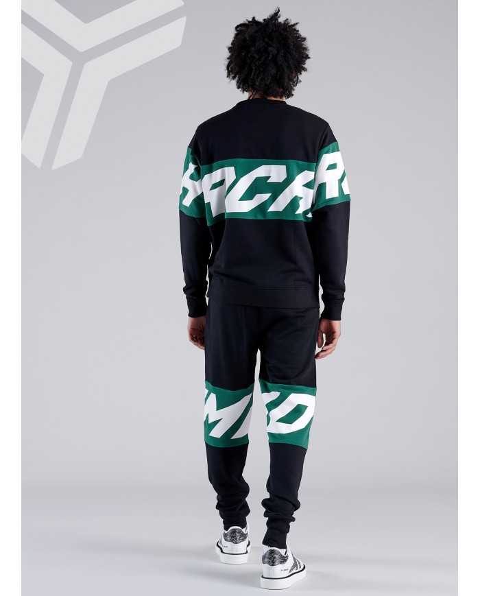 felpa nero da uomo con stripes logato su petto e maniche | RICHMOND