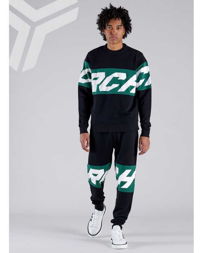 felpa nero da uomo con stripes logato su petto e maniche | RICHMOND