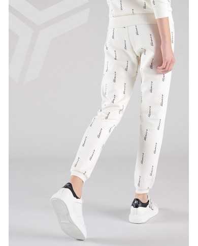 pantaloni bianco da donna logato verticalmente all-over | RICHMOND