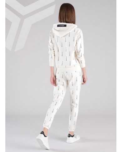 pantaloni bianco da donna logato verticalmente all-over | RICHMOND