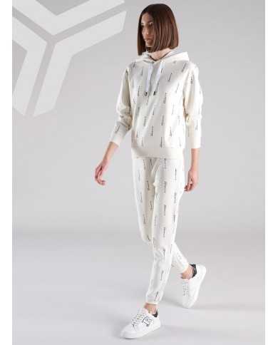 pantaloni bianco da donna logato verticalmente all-over | RICHMOND