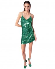 abito verde smeraldo da donna ricamato full paillettes | PINKO