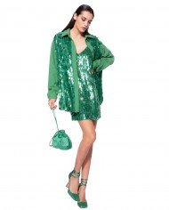 abito verde smeraldo da donna ricamato full paillettes | PINKO