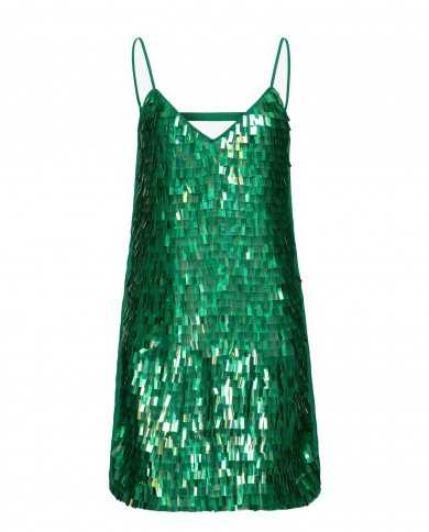 abito verde smeraldo da donna ricamato full paillettes | PINKO