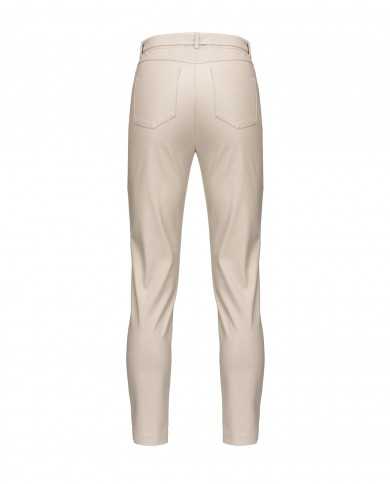 pantalone skinny argento da donna con fibbia logata in metallo | PINKO