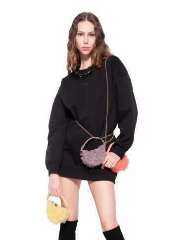 abito nero limousine da uomo con frange di perline e loghi | PINKO