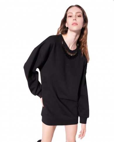 abito nero limousine da uomo con frange di perline e loghi | PINKO