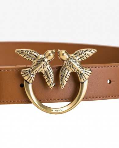 cintura H3 cuoio da donna con fibbia LOVE BIRDS CUT in metallo | PINKO