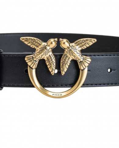 cintura H3 nera da donna con fibbia LOVE BIRDS CUT in metallo | PINKO