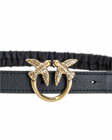 cintura H2 nera da donna con mini fibbia ed effetto arricciato | PINKO