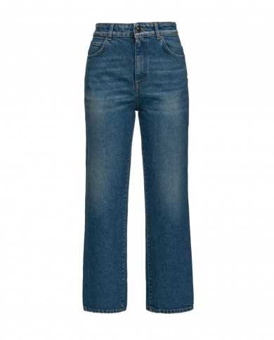 jeans straight-fit in denim scuro riciclato da donna | PINKO