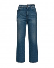 jeans straight-fit in denim scuro riciclato da donna | PINKO