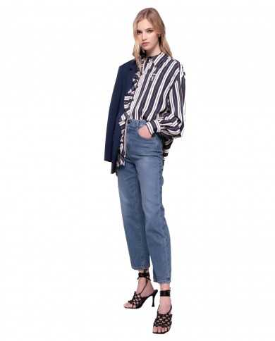 jeans straight-fit in denim scuro riciclato da donna | PINKO