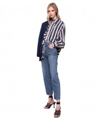 jeans straight-fit in denim scuro riciclato da donna | PINKO