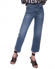 jeans straight-fit in denim scuro riciclato da donna | PINKO