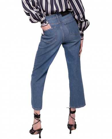jeans straight-fit in denim scuro riciclato da donna | PINKO