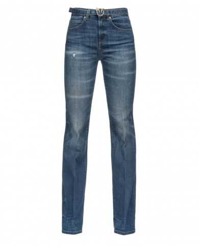 jeans flare fit blu scuro da donna con fibbia LOVE BIRDS CUT | PINKO