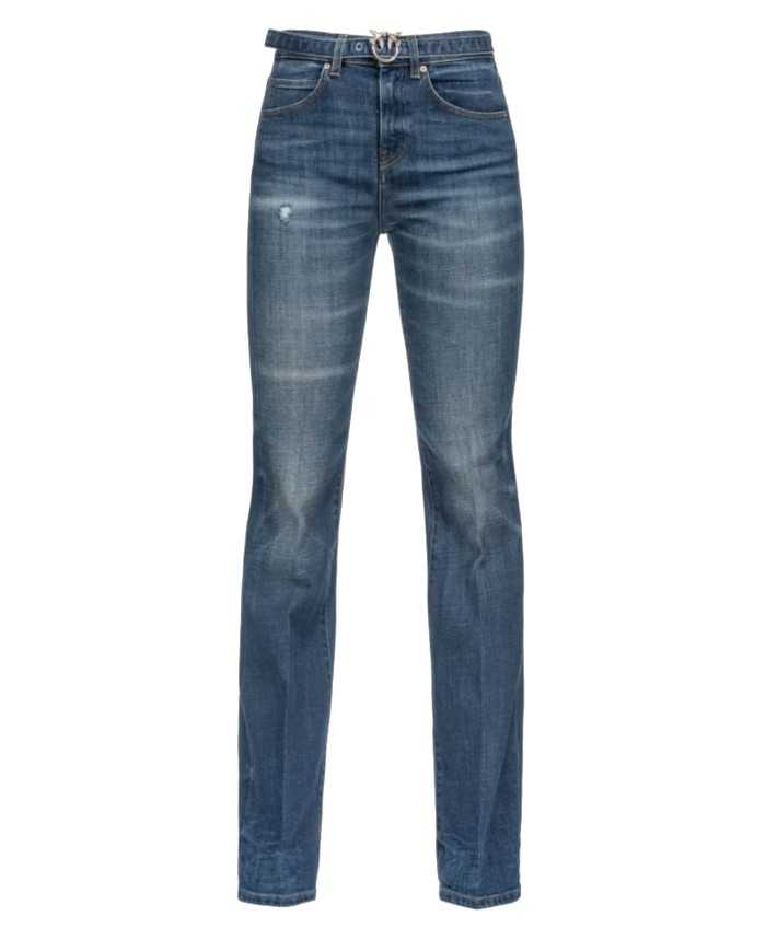 jeans flare fit blu scuro da donna con fibbia LOVE BIRDS CUT | PINKO jeans flare fit blu scuro da donna con fibbia LOVE BIRDS CUT | PINKO