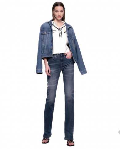 jeans flare fit blu scuro da donna con fibbia LOVE BIRDS CUT | PINKO