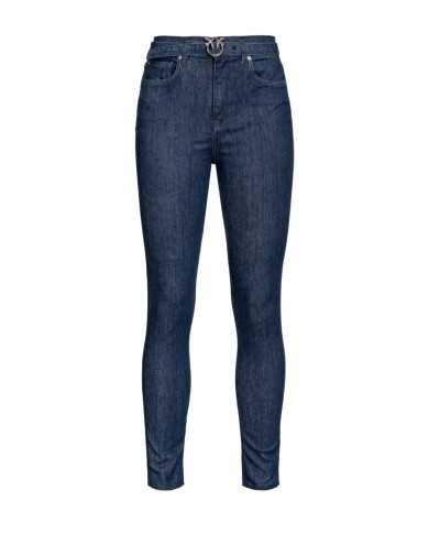 jeans denim scuro donna con fibbia LOVE BIRDS CUT in metallo | PINKO