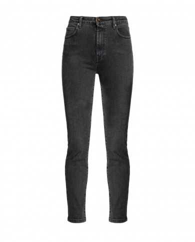 jeans slim black grey donna con dettagli shiny logato su tasca | PINKO