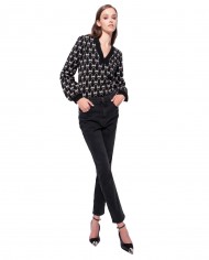 jeans slim black grey donna con dettagli shiny logato su tasca | PINKO
