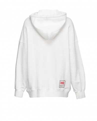 felpa bianca da donna con stampa con strass e patch | PINKO x DIABOLIK