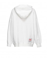 felpa bianca da donna con stampa con strass e patch | PINKO x DIABOLIK