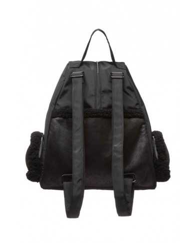 zaino nero da donna con pelliccia e scudo logato in metallo | EA7