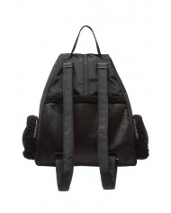 zaino nero da donna con pelliccia e scudo logato in metallo | EA7 zaino nero da donna con pelliccia e scudo logato in metallo | EA7