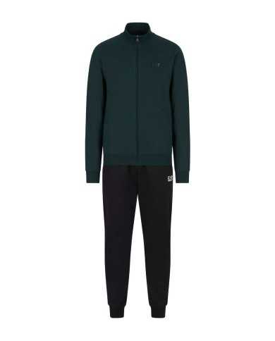 tuta da uomo con felpa scarabeo, pantalone nero e loghi stampati | EA7