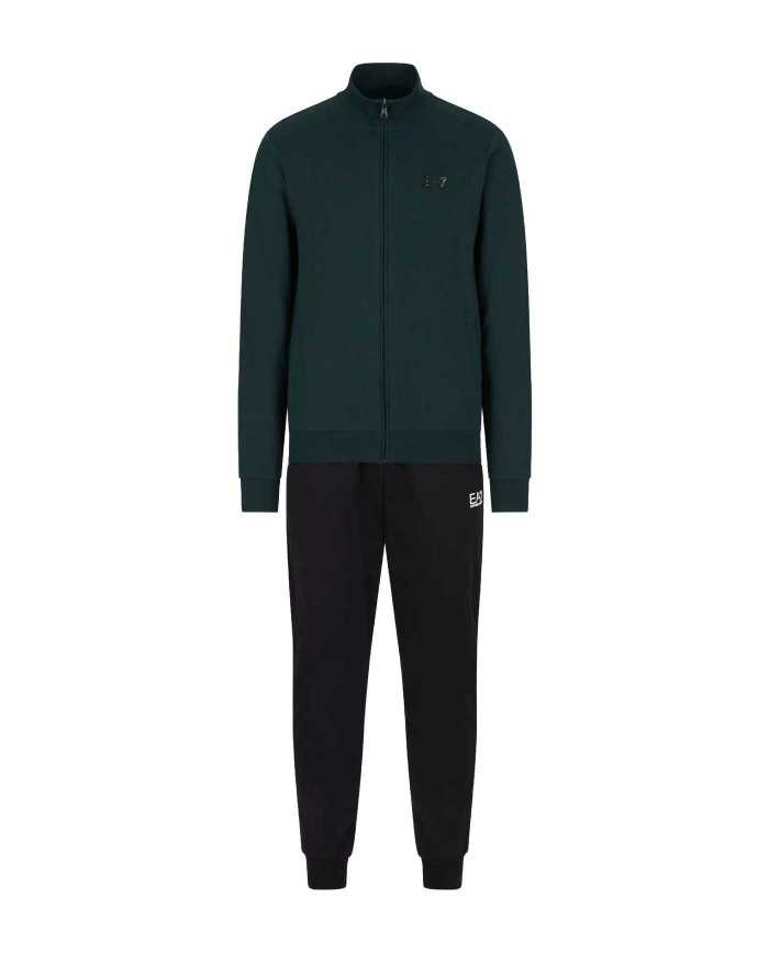 tuta da uomo con felpa scarabeo, pantalone nero e loghi stampati | EA7
