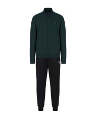 tuta da uomo con felpa scarabeo, pantalone nero e loghi stampati | EA7 tuta da uomo con felpa scarabeo, pantalone nero e loghi stampati | EA7