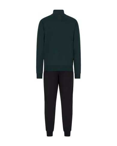 tuta da uomo con felpa scarabeo, pantalone nero e loghi stampati | EA7