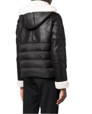 giacca nera da donna in eco montone sopra e trapuntato sotto | EA7