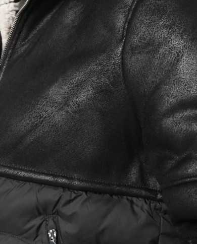 giacca nera da donna in eco montone sopra e trapuntato sotto | EA7