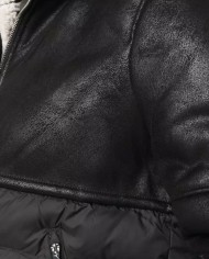 giacca nera da donna in eco montone sopra e trapuntato sotto | EA7