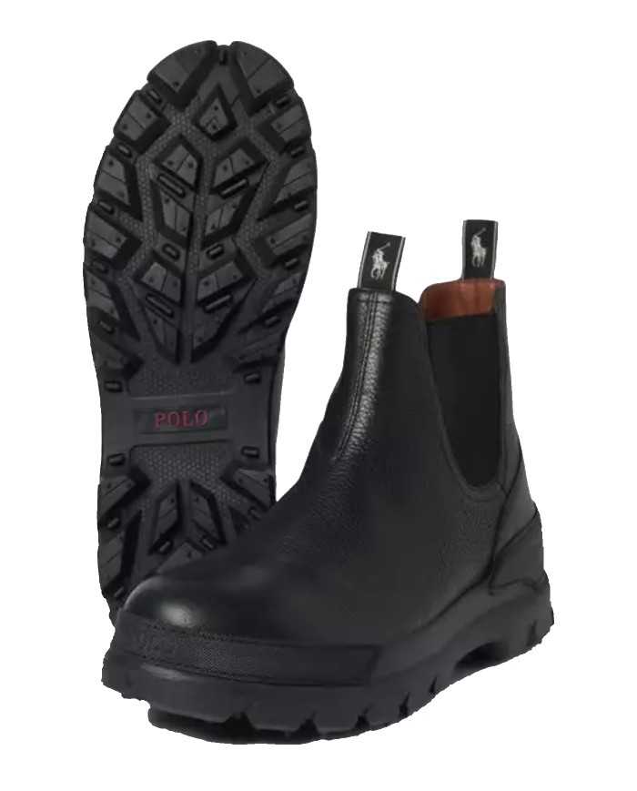 stivaletti neri da uomo con etichette logate in alto | RALPH LAUREN