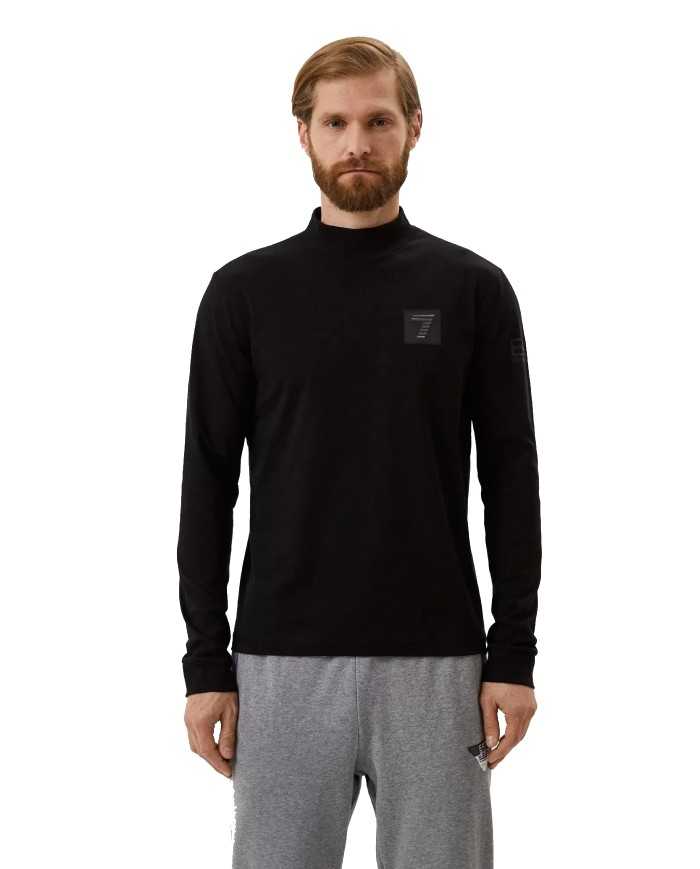 t-shirt lupetto nero da uomo con patch logata stampata | EA7